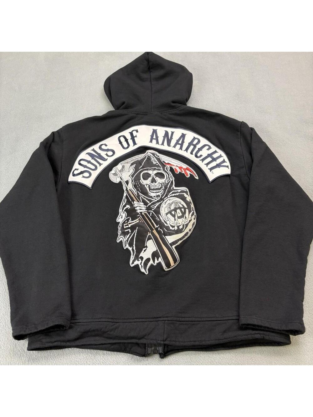 Sons Of Anarchy Zip Up Hoodie Size Large (Fits Smaller) Black